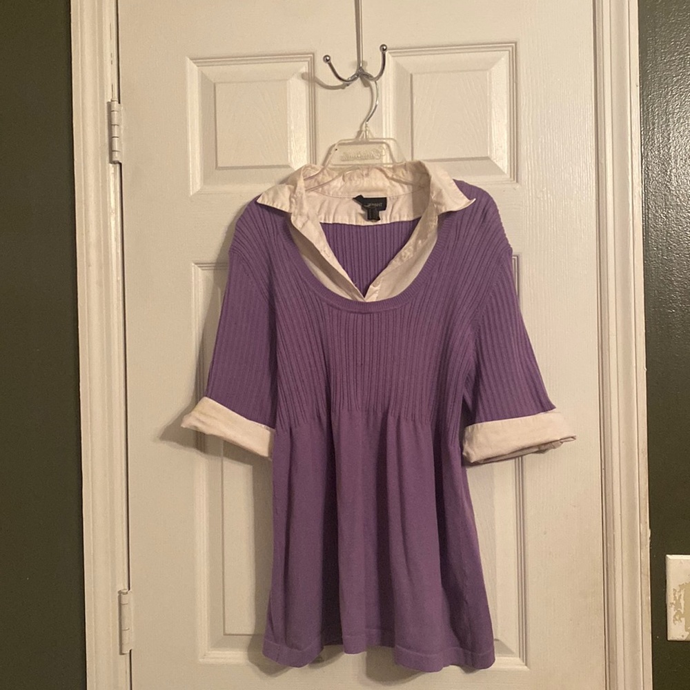 Cute Lane Bryant Sweater top with white collar